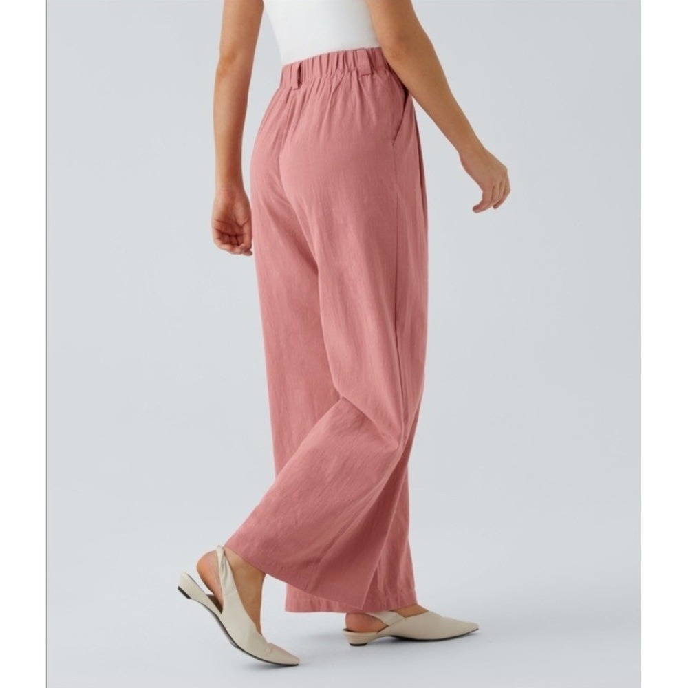 NWT Halara High Waisted Side Pocket Wide‎ Leg Palazzo Pants XS Petite Rosette - Picture 2 of 12